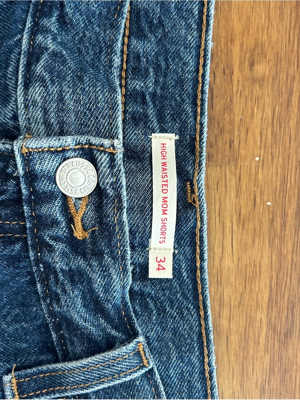 Levi's Dark Blue Denim High-Waisted Mom Shorts